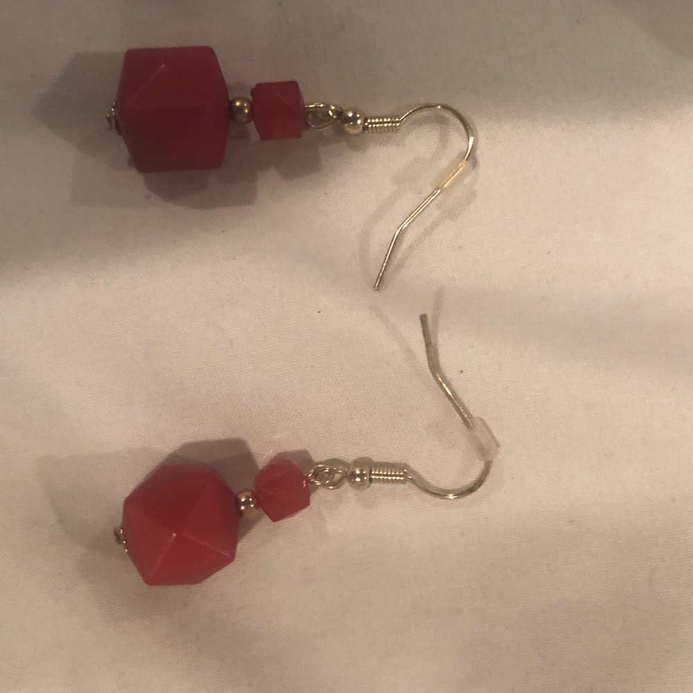 Red dangle earrings